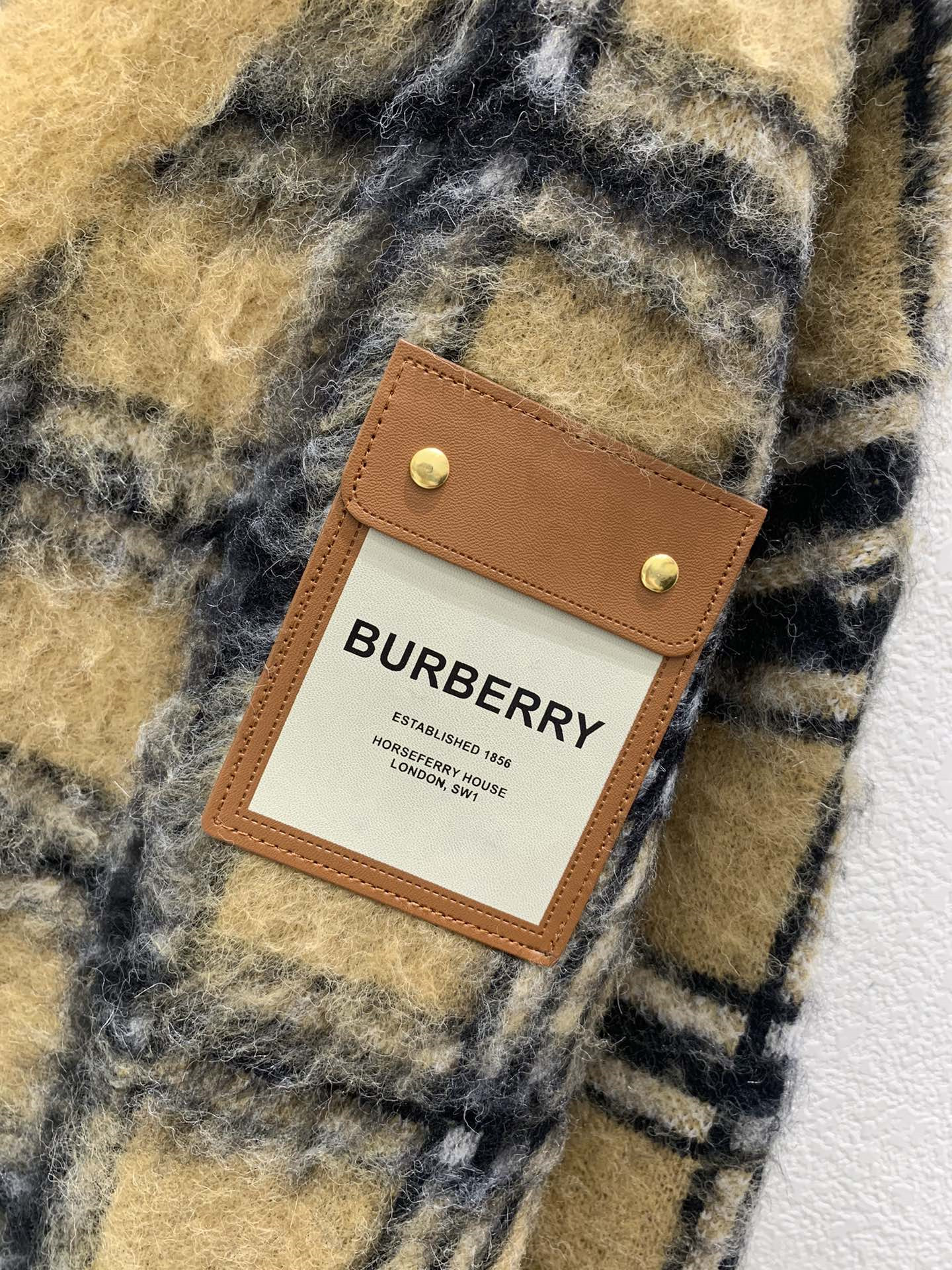 Bv*b*rry nadeen check mohair cardigan in brown