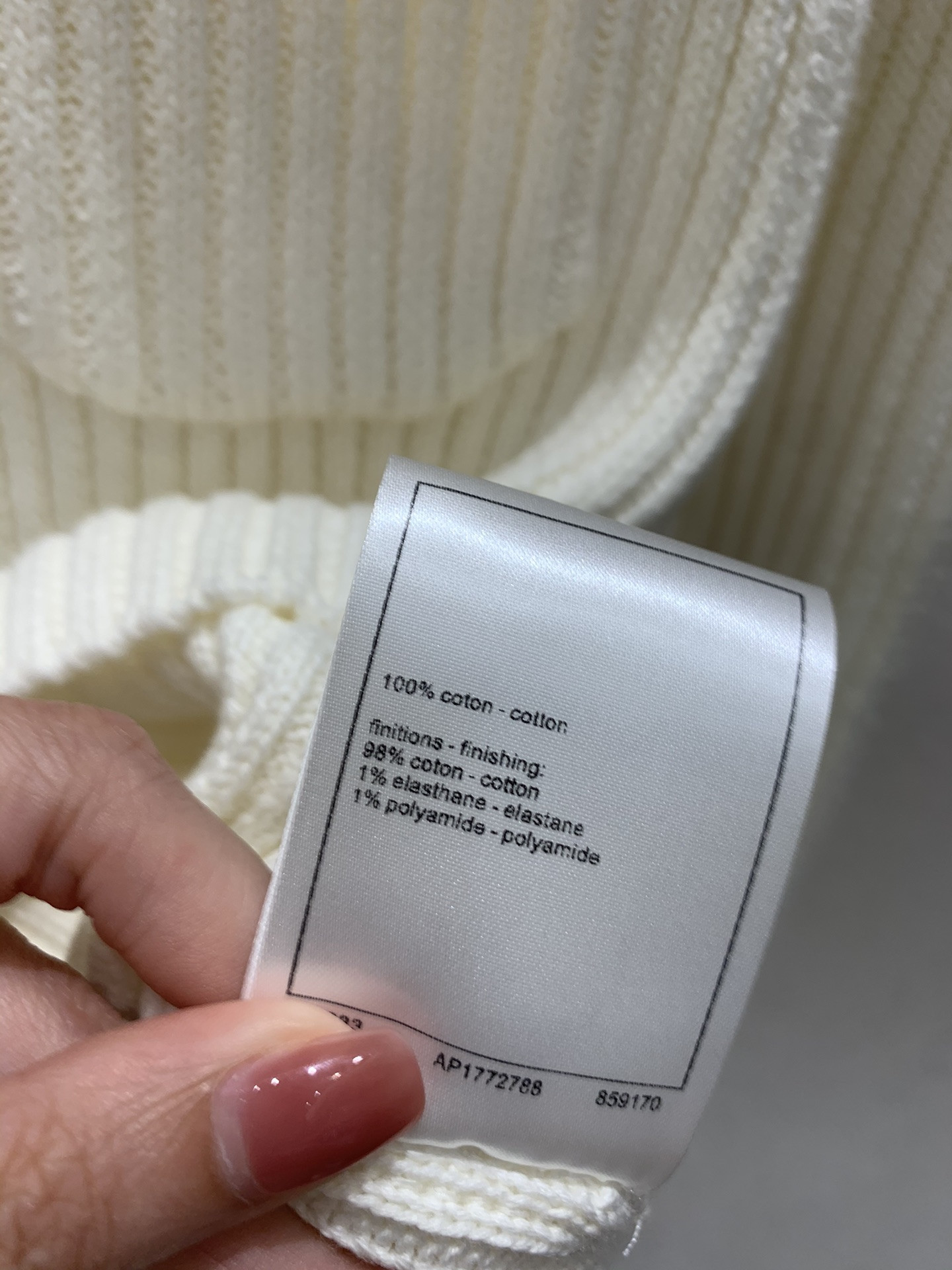 Ch**el zipper trim rib-knit sweater in white