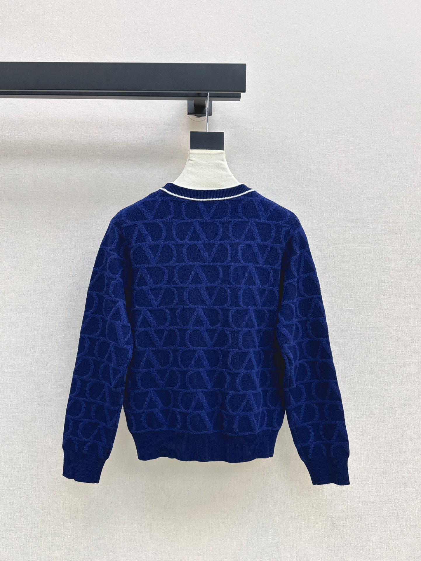 Va1e*ntin0 trim v-neck jacquard cardigan blue