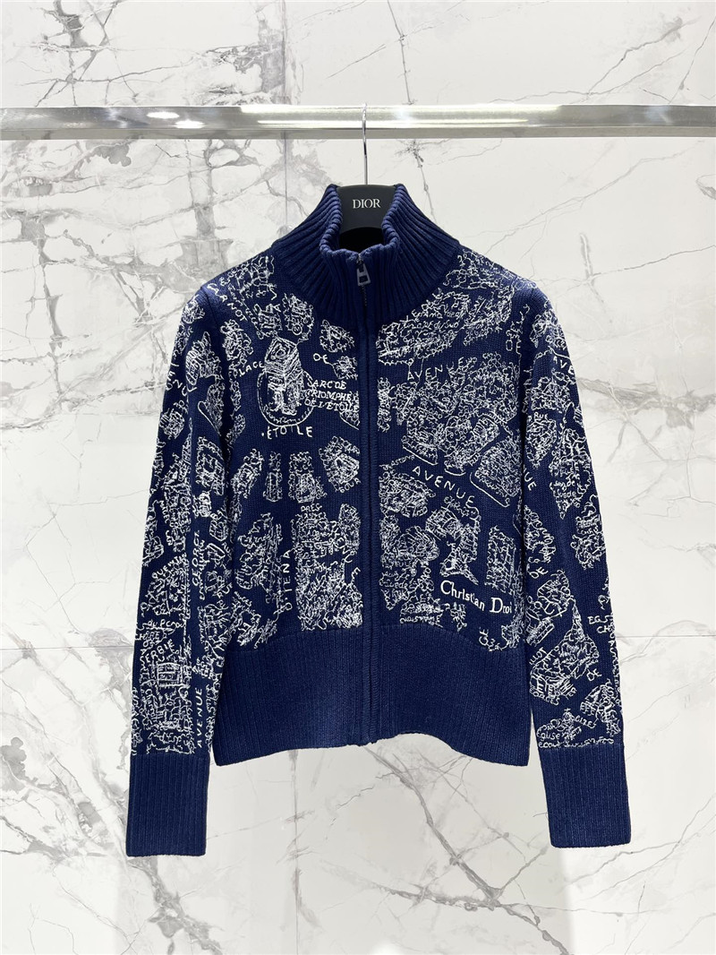 D10ralps mock-neck navy cardigan