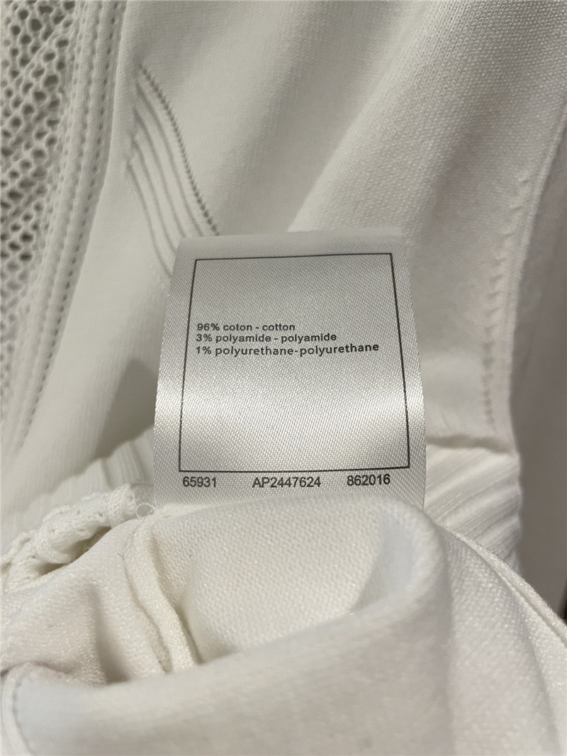 Ch**el white rib-knit crop cardigan