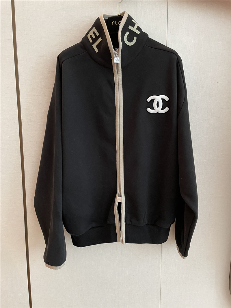 Ch**el black zip-up raglan sweatshirt