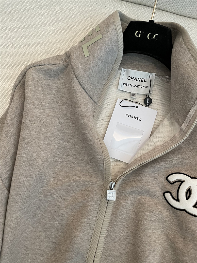 Ch**el grey zip-up raglan sweatshirt