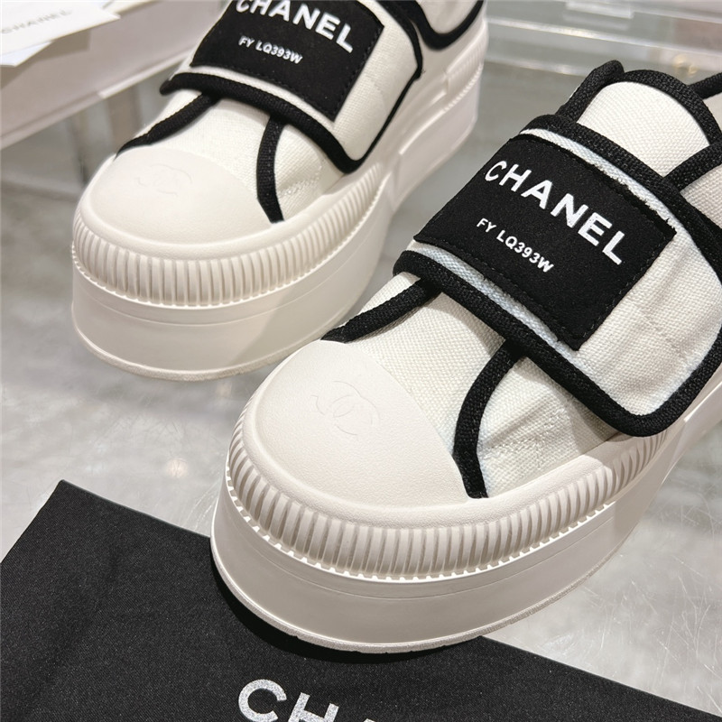 Ch**el white canvas velcro sneakers