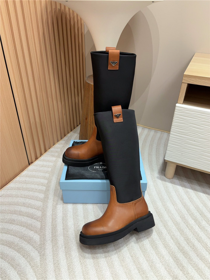 Pra*a re-nylon logo knee-high boots