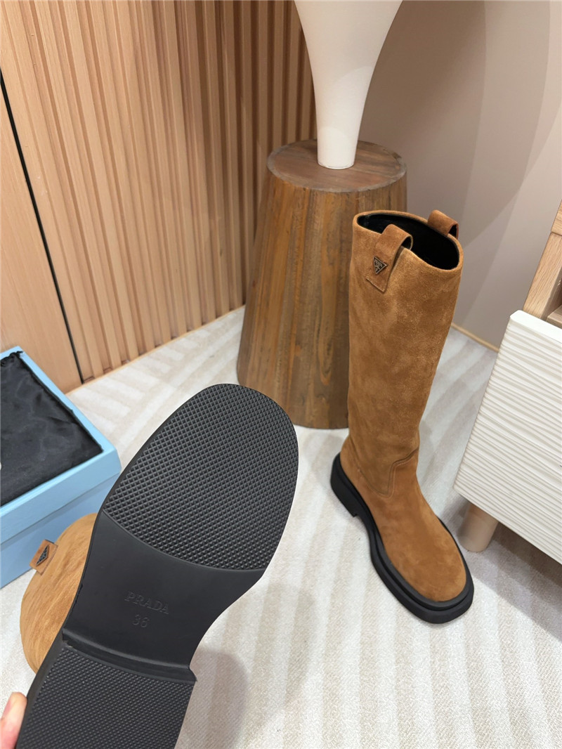 Pra*a brown suede high slip-on boots