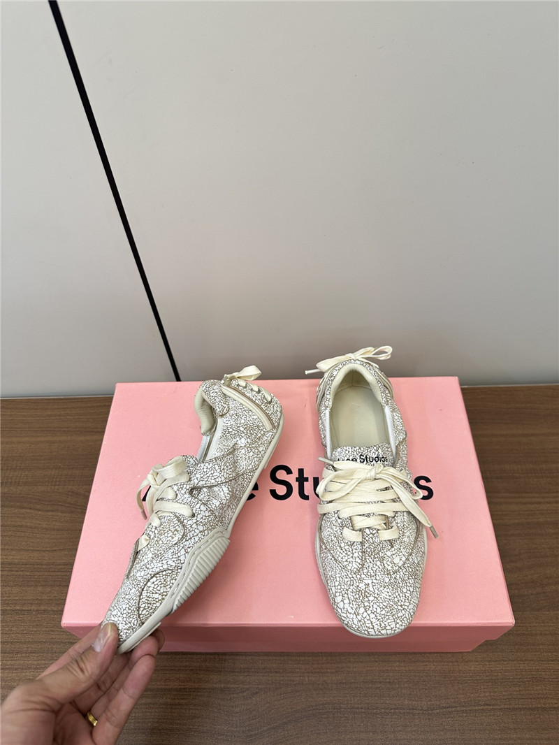 Acne Studios Lace-up Leather Sneakers in White