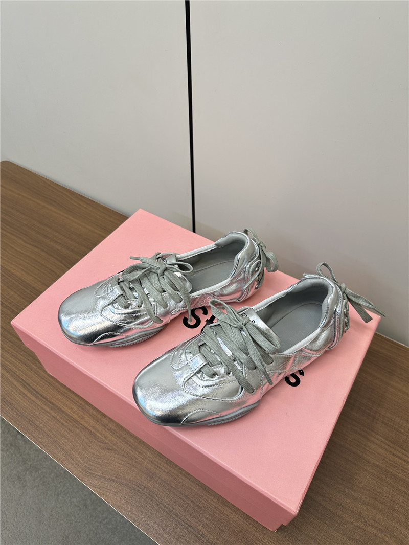 Acne Studios Silver Lace-up Leather Sneakers