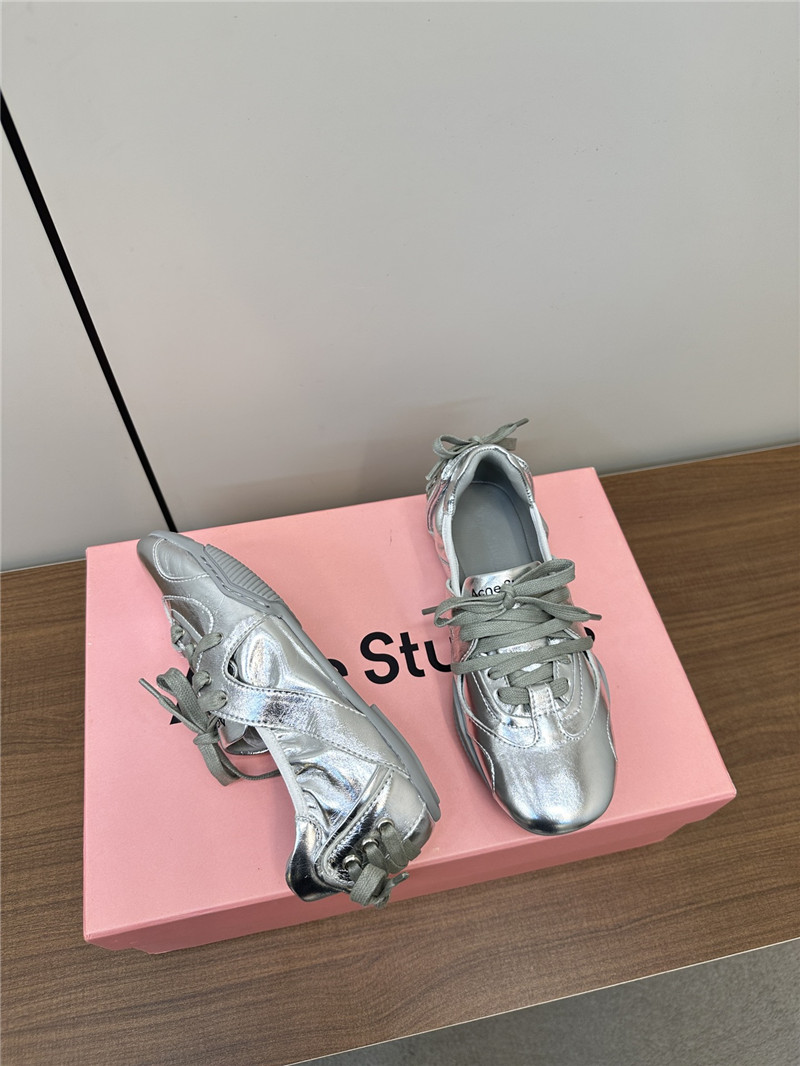 Acne Studios Silver Lace-up Leather Sneakers