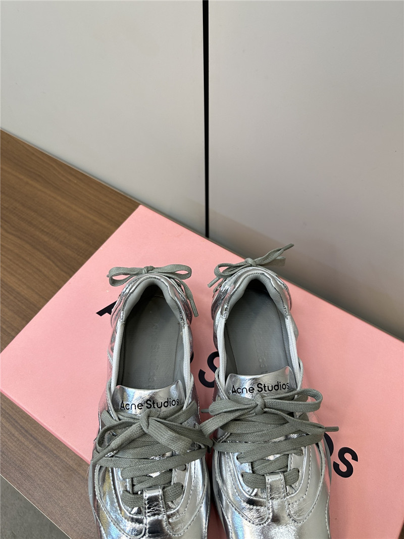 Acne Studios Silver Lace-up Leather Sneakers