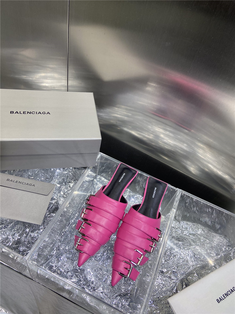 Ba1en*iaga fuchsia belt pointed toe mules