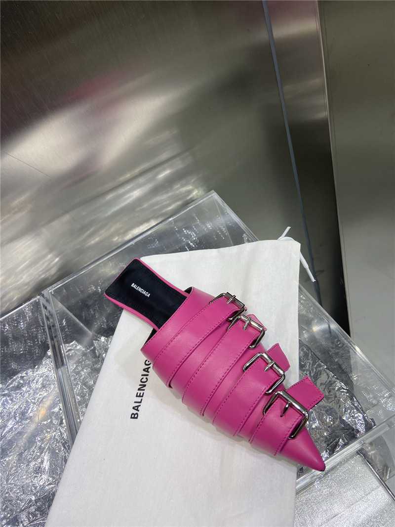 Ba1en*iaga fuchsia belt pointed toe mules
