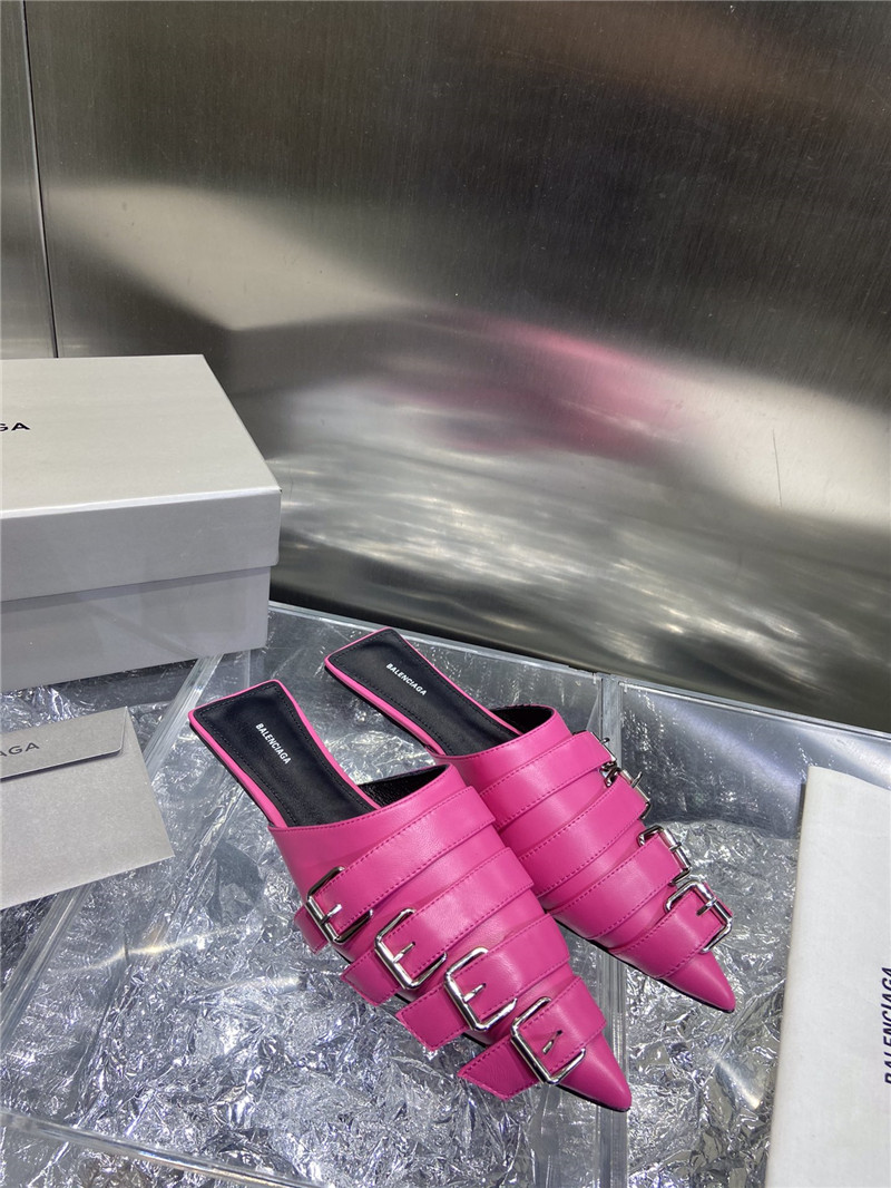 Ba1en*iaga fuchsia belt pointed toe mules