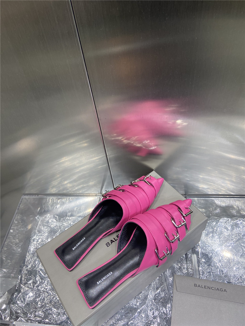 Ba1en*iaga fuchsia belt pointed toe mules