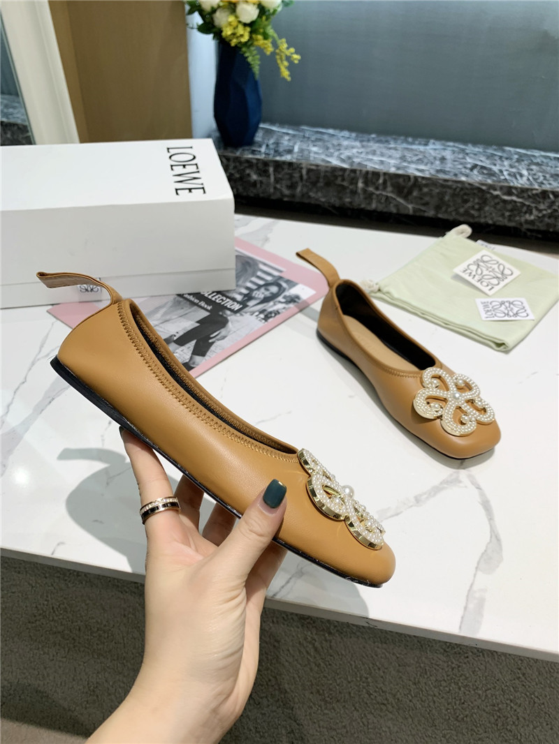 L0ew* floral embellished ballet flats brown