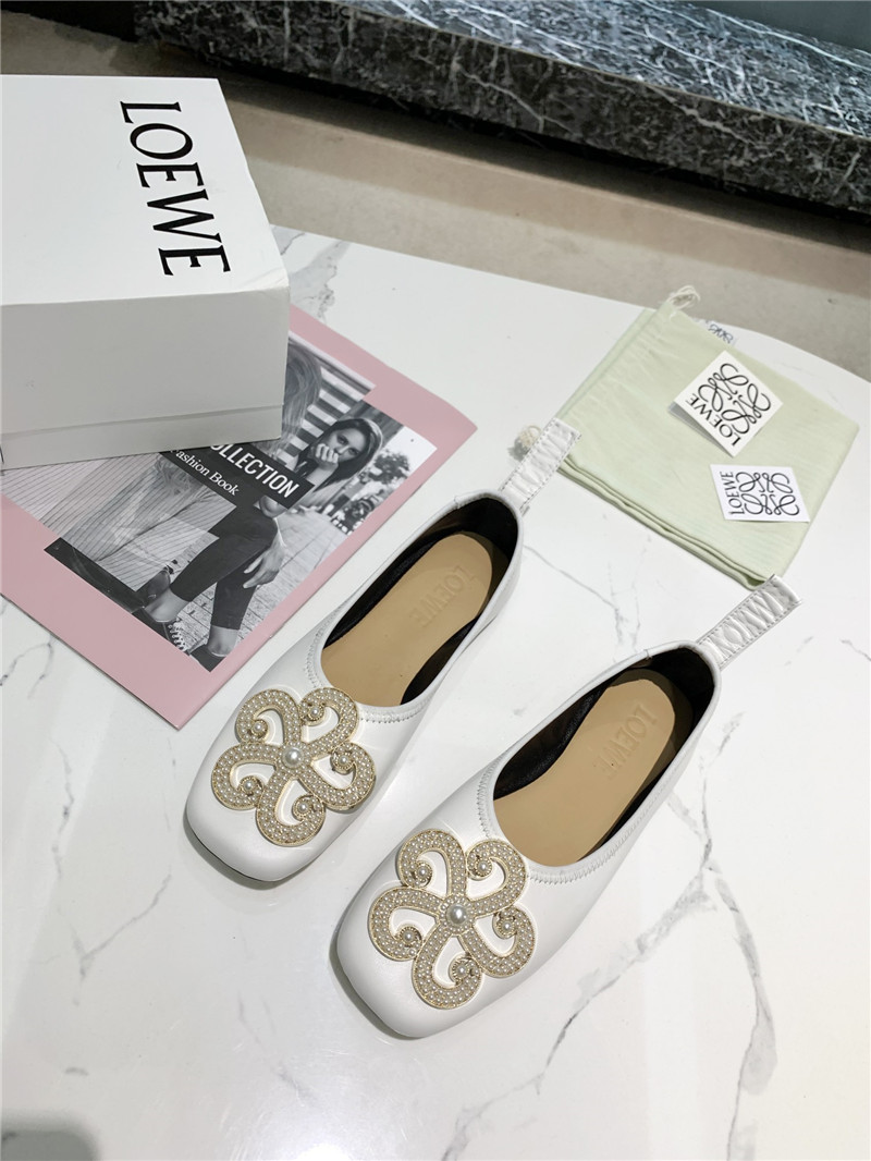 L0ew* floral embellished ballet flats white