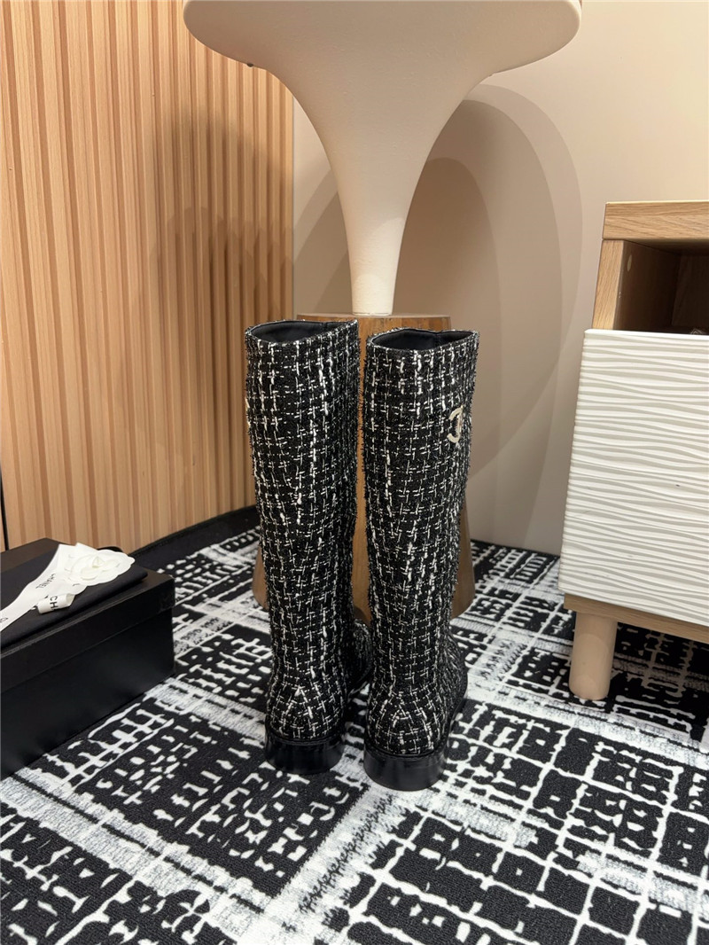 Ch**el tweed high boots