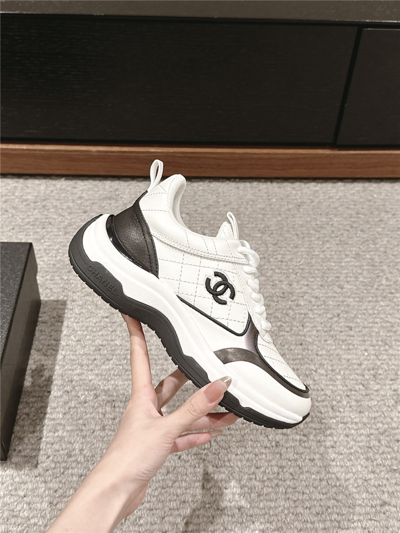 Ch**el logo white calfskin sneakers