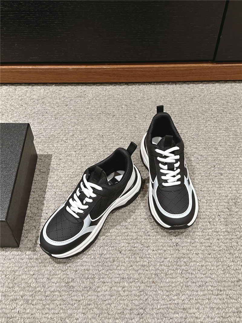 Ch**el logo black white calfskin sneakers