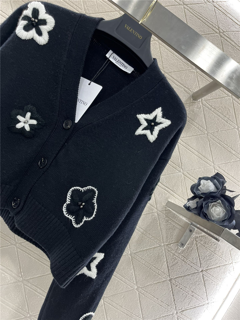 Va1e*ntin0 floral embellished crop cardigan in black