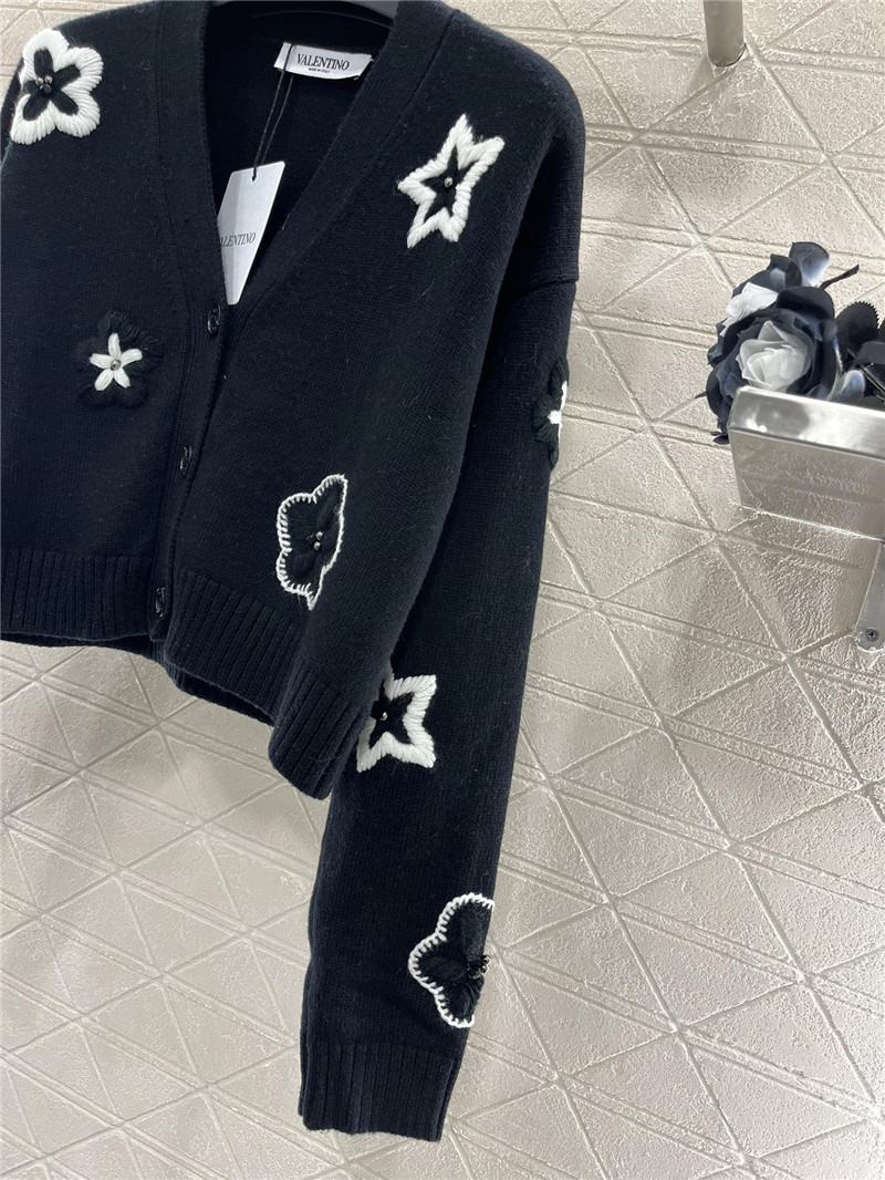 Va1e*ntin0 floral embellished crop cardigan in black