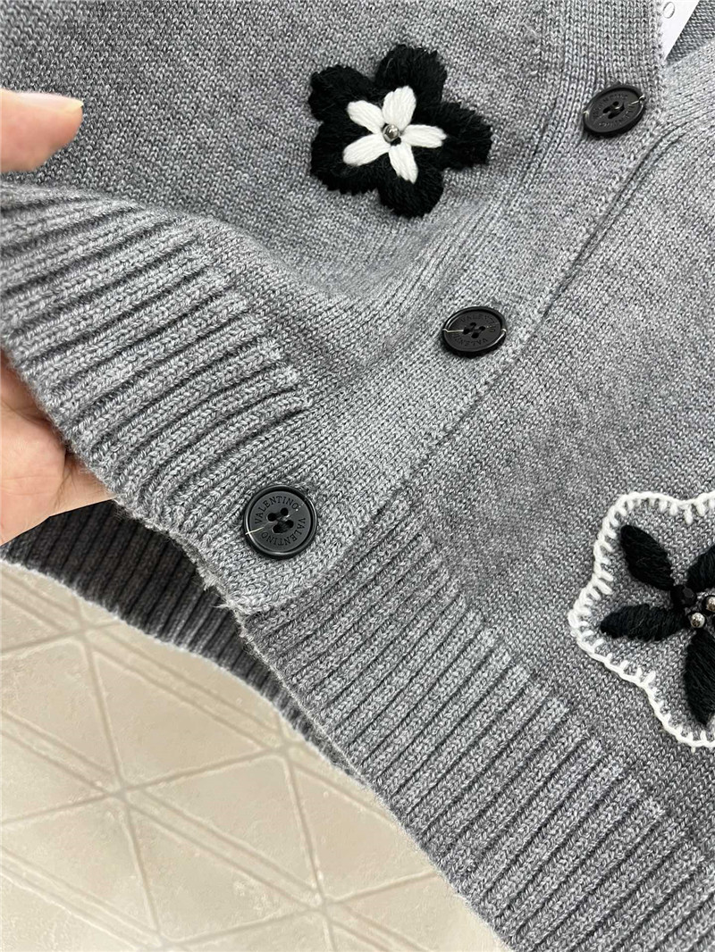 Va1e*ntin0 floral embellished crop cardigan in grey
