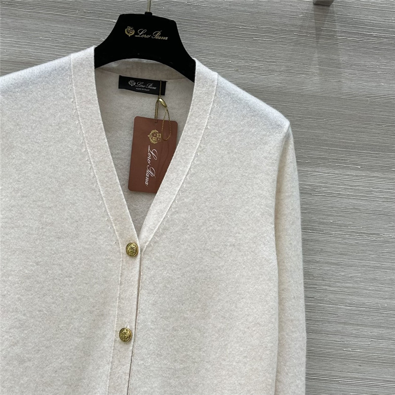 L0r0 P1ana classic baby cashmere cardigan white