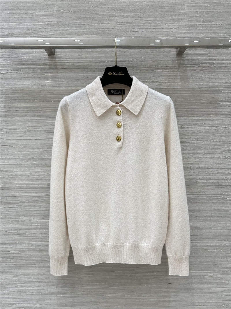 L0r0 P1ana cocooning polo sweatshirt white