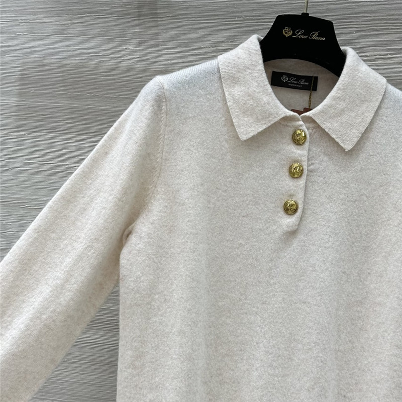 L0r0 P1ana cocooning polo sweatshirt white