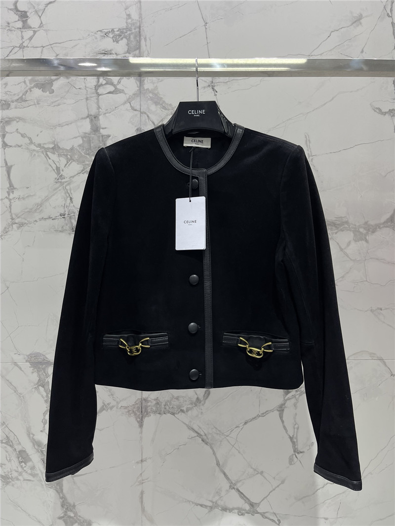 Ce1i*e patchwork leather jacket