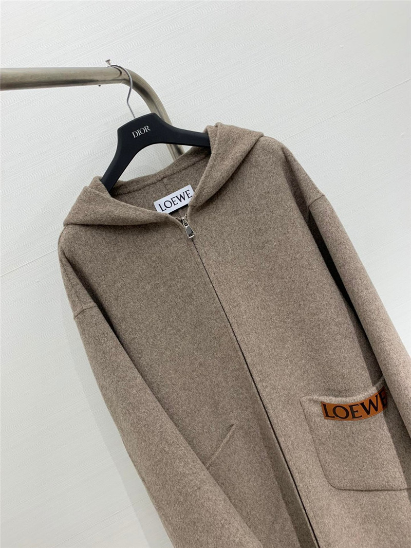 L0ew* hooded wool coat