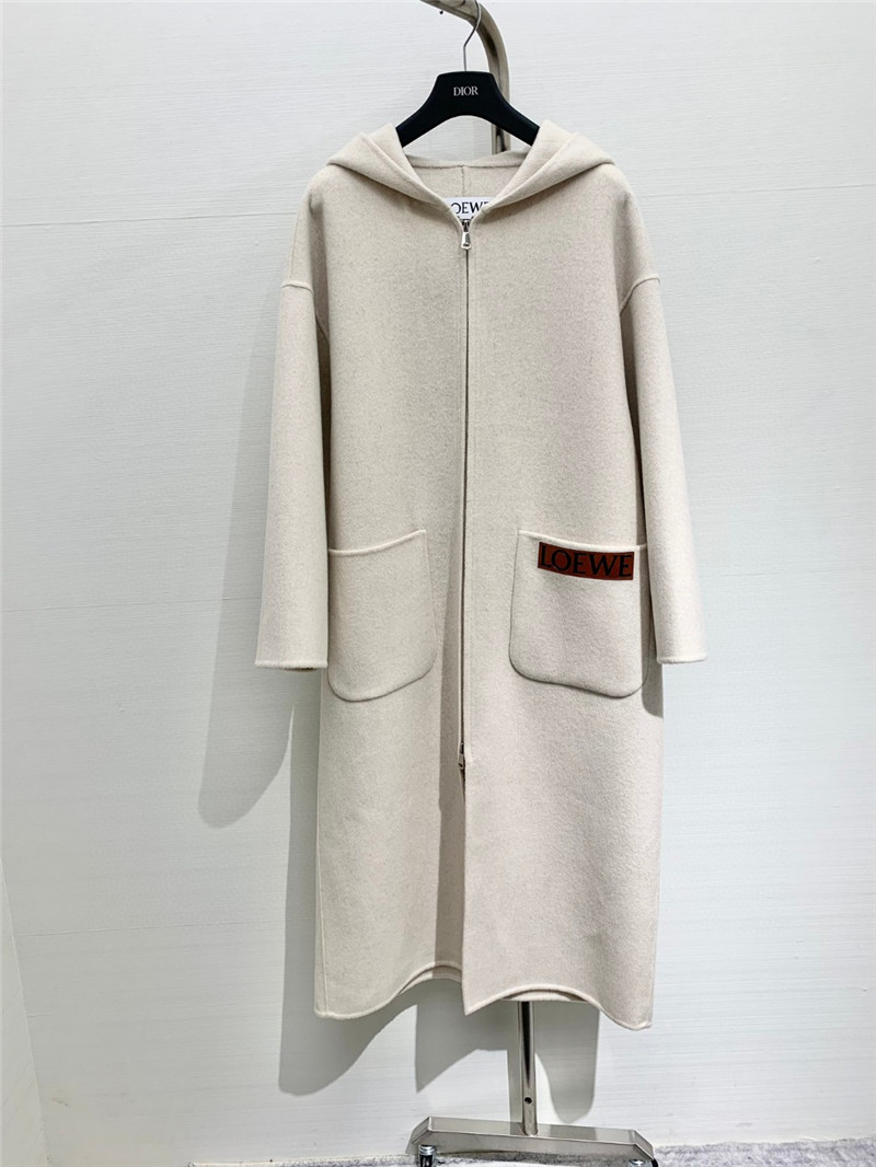 L0ew* hooded wool coat