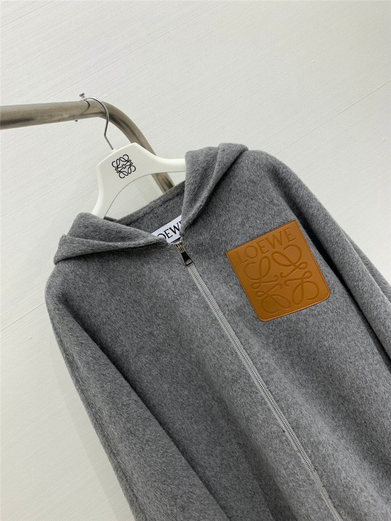 L0ew* hooded wool coat