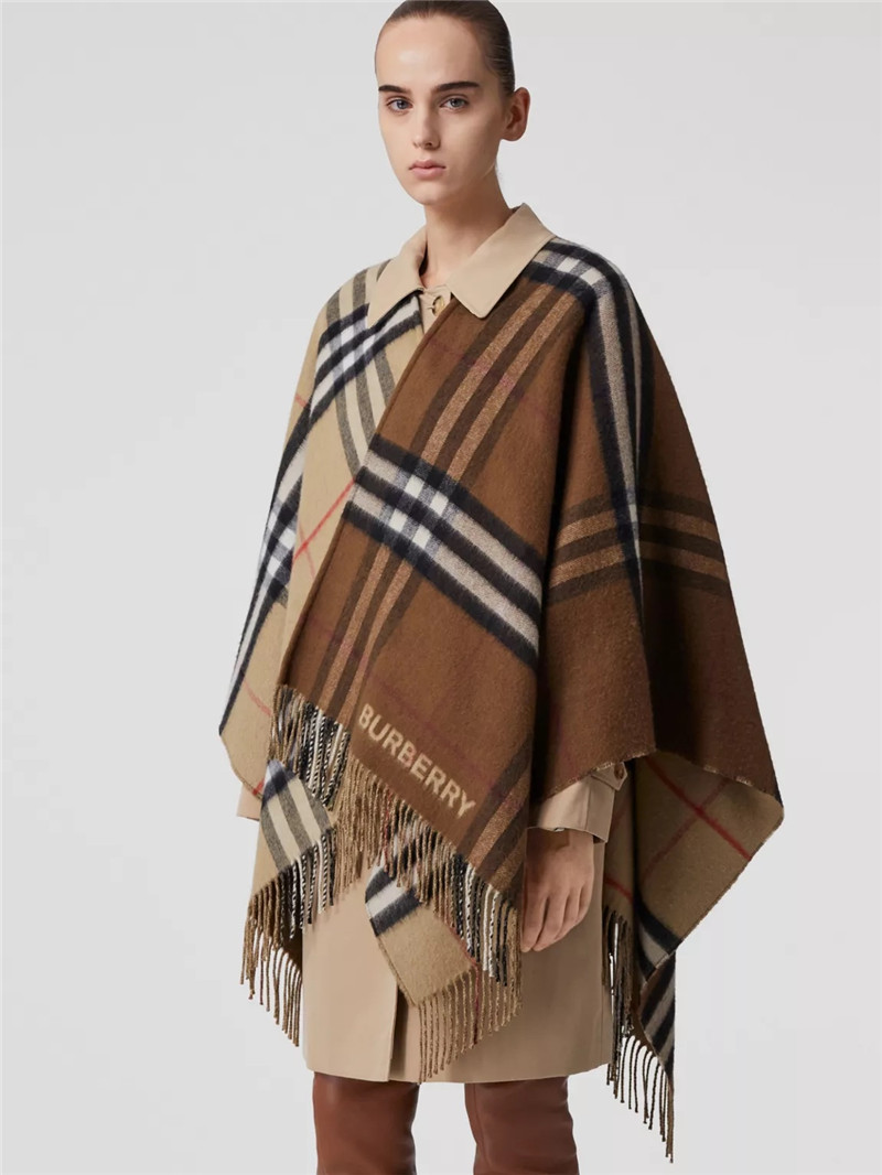 Bv*b*rry check cashmere shawl