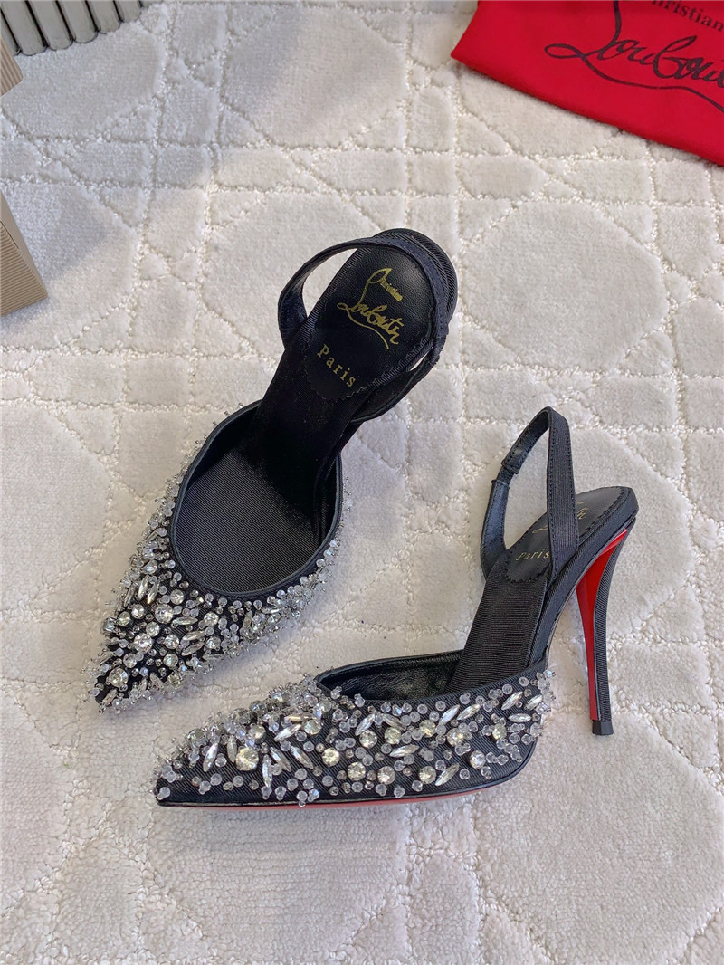 CL Queenissima Black Sling Slingback Pumps