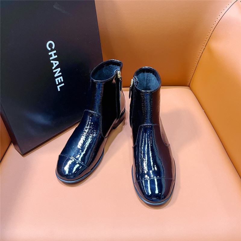 Ch**el patent leather ankle boots