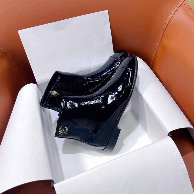 Ch**el patent leather ankle boots