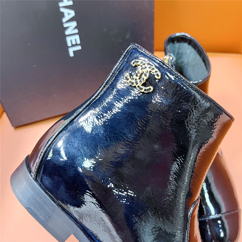 Ch**el patent leather ankle boots
