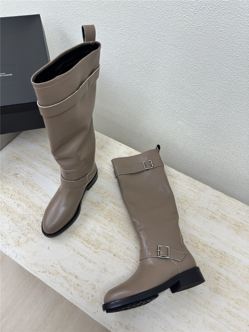 Sa1nt Lau*nt biork leather buckle biker boots