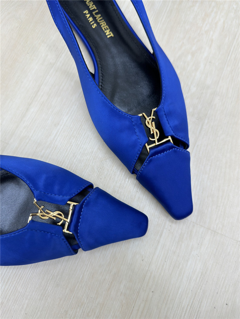 Y51 babylone slingback flats blue satin crepe