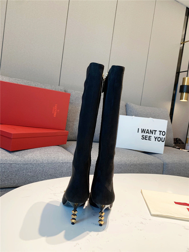 Va1e*ntin0 studded heeled suede knee-high boots