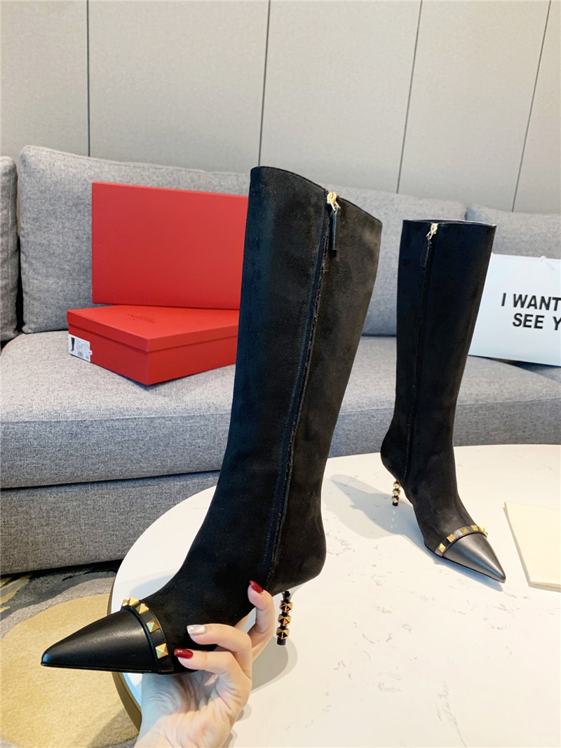 Va1e*ntin0 studded heeled suede knee-high boots