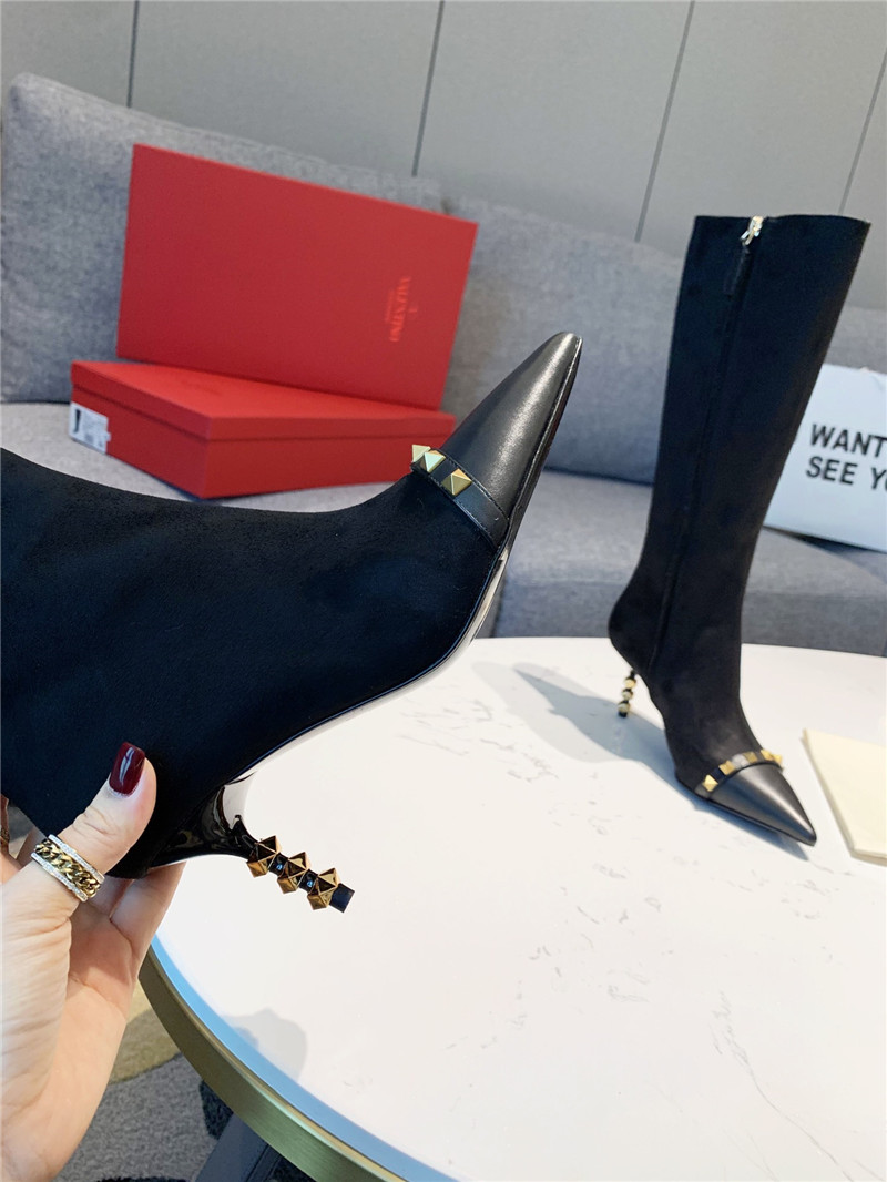 Va1e*ntin0 studded heeled suede knee-high boots