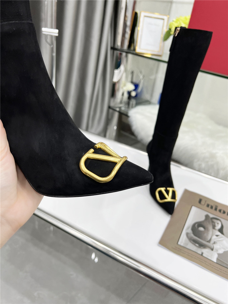Va1e*ntin0 vlogo heeled suede knee-high boots