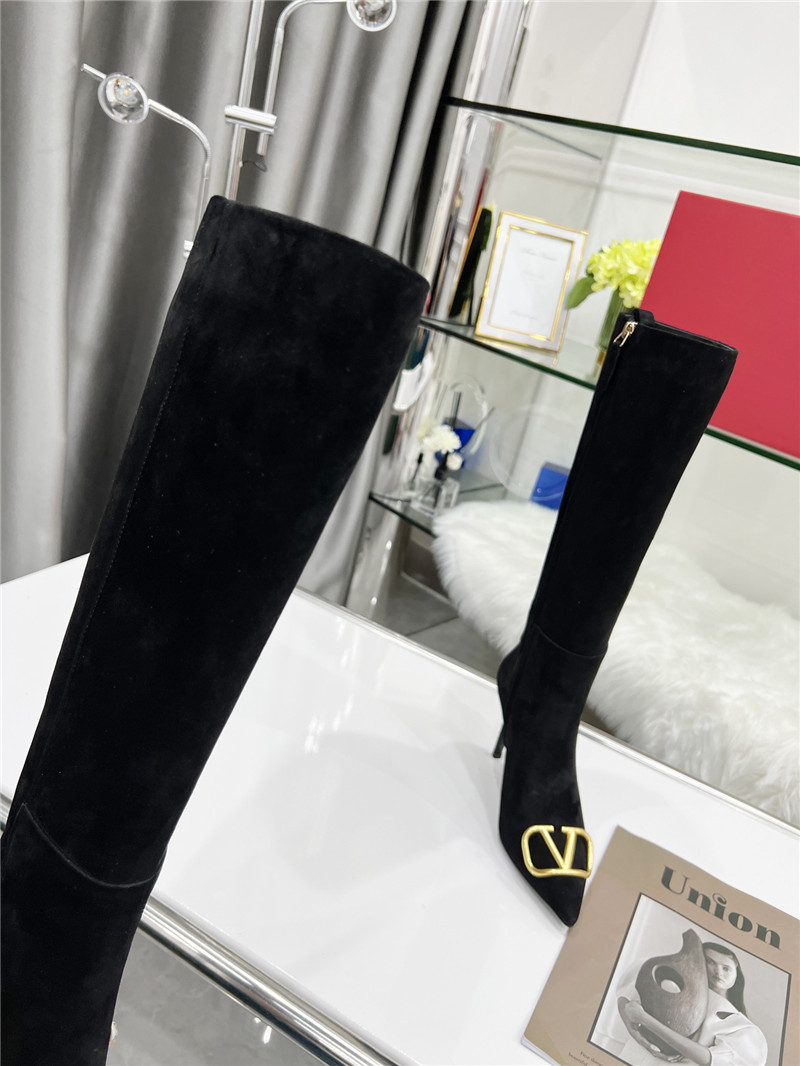 Va1e*ntin0 vlogo heeled suede knee-high boots
