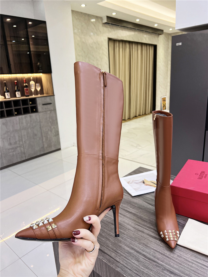 Va1e*ntin0 garavani heeled leather knee-high boots