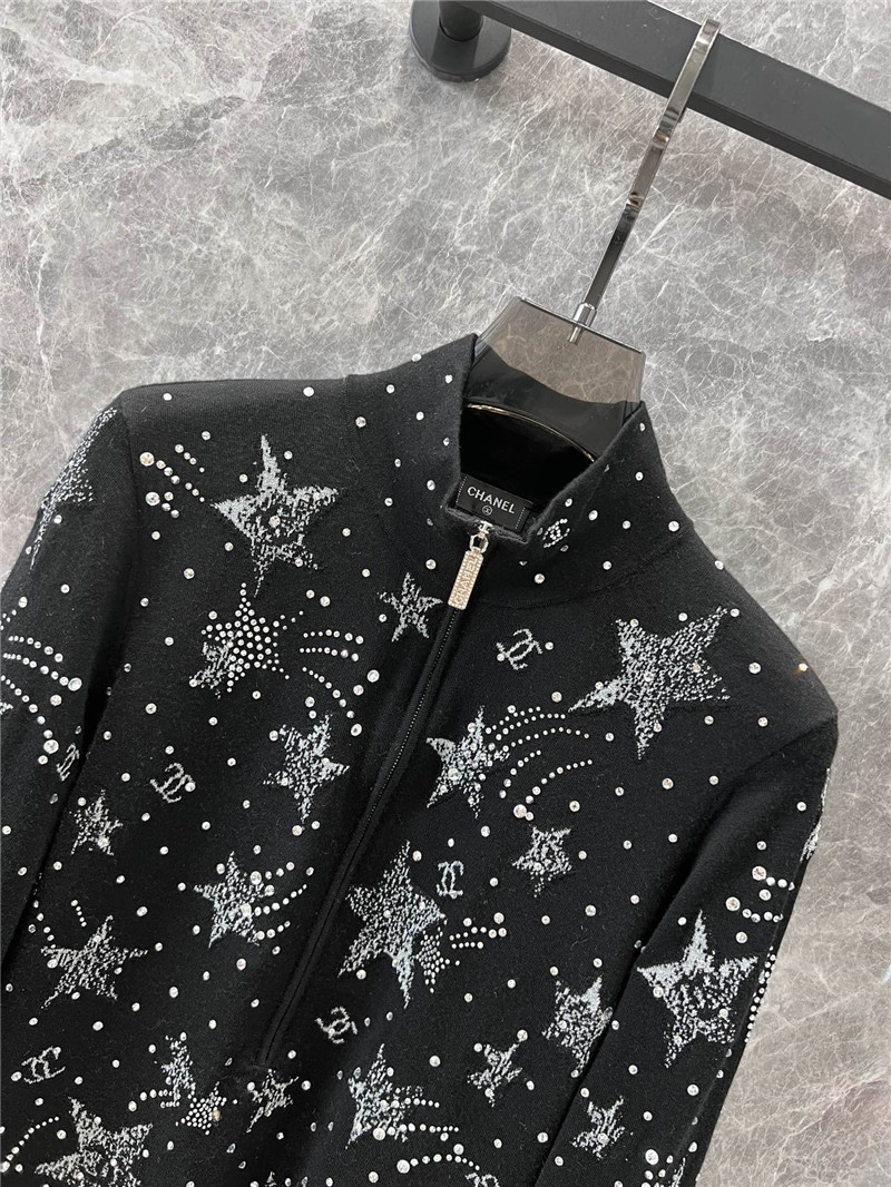 Ch**el half-zip star ski knit pullover in black