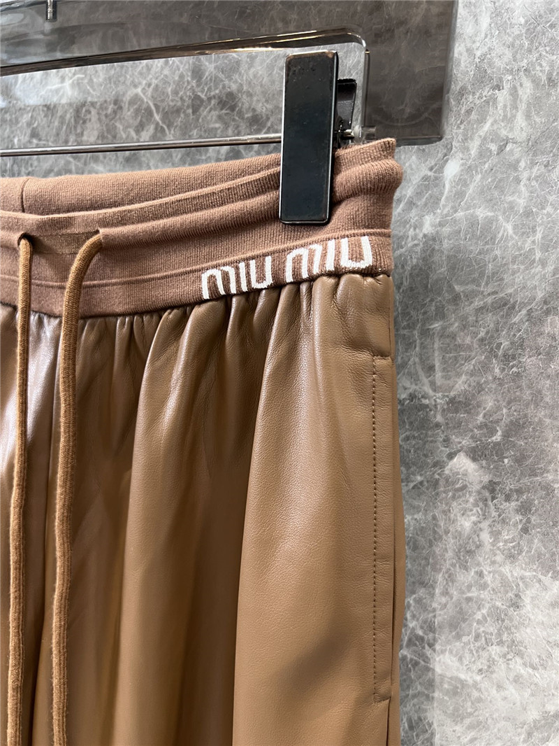 M1um1u casual wide-leg leather pants