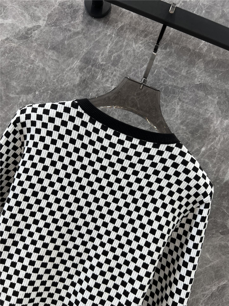 LV Damier Cropped Cardigan in Black/White