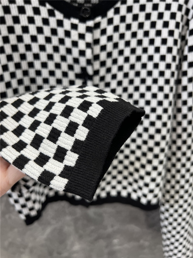 LV Damier Cropped Cardigan in Black/White